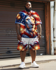 Men's Big and Tall Independence Day Flag Lion Print Set