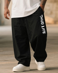 Big & Tall Men's THUG LIFE Skull Graffiti Print T-Shirt Trousers Suit