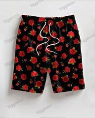Couple Rose Short-sleeved T-shirt Shorts Suit Large