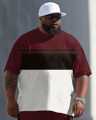 Men's Big & Tall Simple Colorblock Printed T-shirt Pants Set