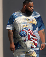 Independence Day Flag Eagle Print Large Men's Set