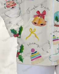 Women's Plus Christmas Pattern Print Long-sleeved Zipper Hoodie