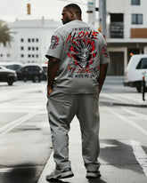 Big & Tall Men's I'M NEVER ALONE SKULL DEMON ALL OVER Printed T-shirt Long Pants Set