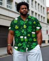 Men's Plus Size St. Patrick's Day Clover Short Sleeve Lapel Short Sleeve Shirt