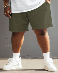 Street Casual Army Green Stripe Colorblock Print Large Men's Set