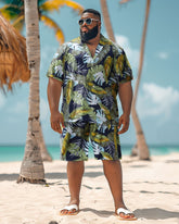 Men's Plus Size Hawaiian Floral Print Shirt Shorts Suit