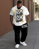 Big Guys No Pain No Gain Print T-Shirt Trousers Set