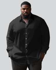 Versatile Solid Color 8 Color Options Lapel Long Sleeve Shirt Big Men