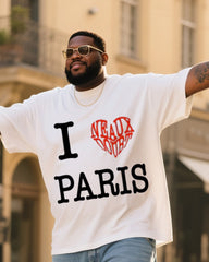 Big & Tall Men's I Love PARIS T-Shirt Denim Pants Suit