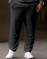 Men's Big & Tall Simple Striped Zipper Shirt And Pants Two-Piece Set