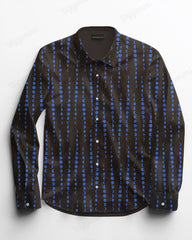 Irregular Geometric Wave Dot Long Sleeve Lapel Shirt Men's Plus Size
