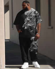 Street Simple Roaring Animal Print Large Men's Set