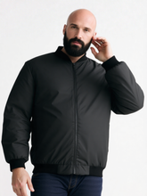 Big & Tall Men's Black-autumn And Winter Three-proof Environmental Protection Fabric Warm Elastic Jacket Coat