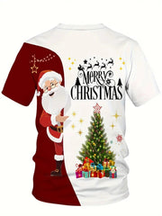 Men's Big and Tall Colorblock Santa Letter Print T-Shirt Trousers Set