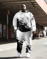 Men's Plus Size Casual Daily Splash A Long Sleeve Hoodie Set