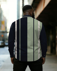 Big & Tall Men's Dark Green Black Contrast Print Long Sleeve Shirt