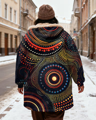 Women's Polo Dot Ethnic-style Printed Velvet Thickened Long Hooded Coat
