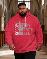 Big & Tall Men's JOHN 14:6 Scripture Letter Print Hoodie