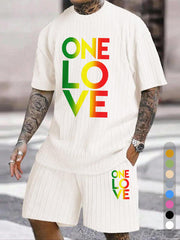 "ONE LOVE" Reggae Color Gradient Texture Large Size Sports Suit