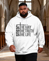Big & Tall Men's JOHN 14:6 Scripture Letter Print Hoodie