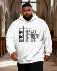 Big & Tall Men's JOHN 14:6 Scripture Letter Print Hoodie