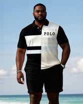 POLO Classic Color Patchwork Short-sleeved POLO Shorts Set Big & Tall Men's