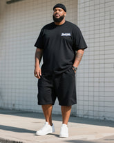 Big Man's Daily Leisure Micro-standard Small Design Printed Short Sleeve T-shirt Shorts Suit