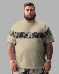 Men's Plus Size Casual Print T-Shirt Shorts Suit