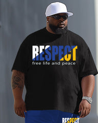 Men's Plus Size Casual Letter Print T-Shirt Trousers Suit