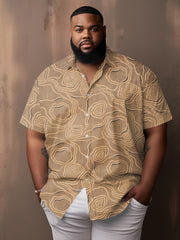 Vintage Wooden Rose Pattern Big & Tall Men's Short Sleeve Shirt