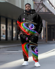 Men's Plus Size Starry Sky Rainbow Hoodie Set of Two