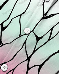 Plus Size Men's Shinobu Kimono Print Lapel Long Sleeve Shirt