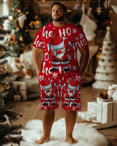 Big Men's Santa Letter Print T-Shirt Shorts Set