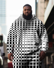 Men's Plus Size Casual Hip Hop Abstract Graphic Hoodie Two-Piece Set