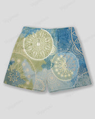 Big & Tall Men's Hawaiian Blue Graffiti Print Sports Mesh Quick-Dry Shorts