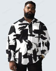 Artist's Brush Long Sleeve Lapel Shirt Men's Plus Size
