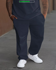 Men's Plus Size Installing Muscles Print T-Shirt Trousers Suit