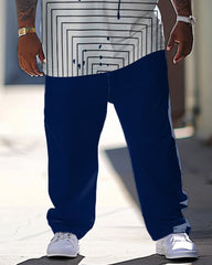 Big Guys Simple Casual Printed T-shirt Pants Set