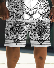 Big Men's Daily Casual Baroque Art Painting Print Shirt Shorts Set
