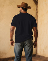 Men's Plus Size Black Western Denim Short Sleeve T-Shirt