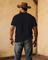 Men's Plus Size Black Western Denim Short Sleeve T-Shirt