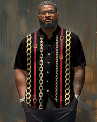 Vintage Belt Chain Pattern Men's Short Sleeve Shirt