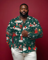 Green Christmas Long Sleeve Levers Shirt Men's Plus Size