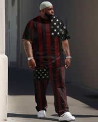 Independence Day Flag Star Print Big & Tall Men's Set