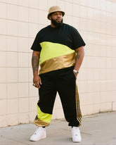 Big Boy's Daily Casual Laminated Color-matching Crewneck Short-sleeve T-shirt Striped Pants