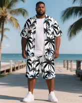 Men's Big & Tall Coconut Trees Hawaiian Style 2-Piece Short Sleeve Shirt Shorts Suits
