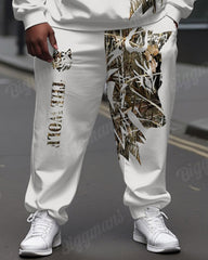 Men's Street Fashion Lion Alphabet Print Plus Size Hoodie Suit