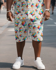 Big & Tall Men's Hawaiian Sea Turtle Stripes Shirt Shorts Suit