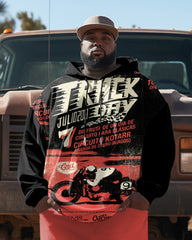 Men's Plus Size Vintage Racing Rider Hoodie Set Two Piece