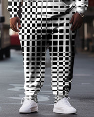 Men's Plus Size Casual Hip Hop Abstract Graphic Hoodie Two-Piece Set